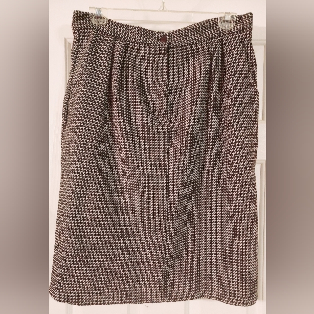 Classic Directions Vintage Ivory And Black Houndstooth Plus Size Skirt 20W